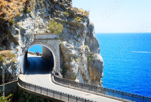 famous picturesque road of Amalfi coast, Italy, retro toned