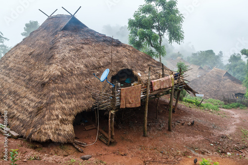 Lua PraGum hill tribe village Maintaining the architectural style and material used strictly. Only a few are left in Thailand.Lua forest clutching a gem of mystical mountain.Unseen THAILAND,Boklua NAN photo