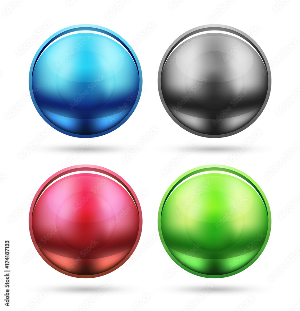 Set of blank matte glass glossy sphere circles Set of blank matte glass glossy sphere circles