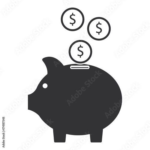 piggy savings with coins vector illustration design