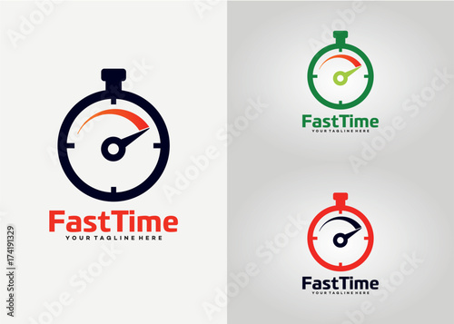 Fast Time Logo Template Design Vector, Emblem, Design Concept, Creative Symbol, Icon