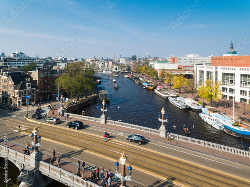 Canvas Print Bridge of Amsterdam, view from above