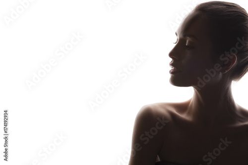 silhouette of beautiful young woman