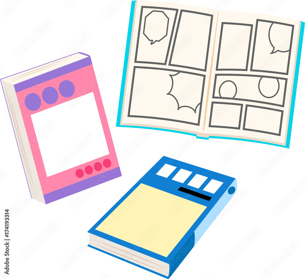 Naklejka premium 漫画本のイラストセット