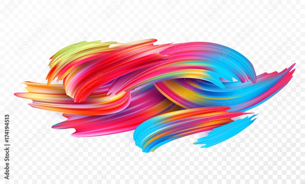 Naklejka premium Color brushstroke oil or acrylic paint design element for presentations, flyers, leaflets, postcards and posters. Vector illustration