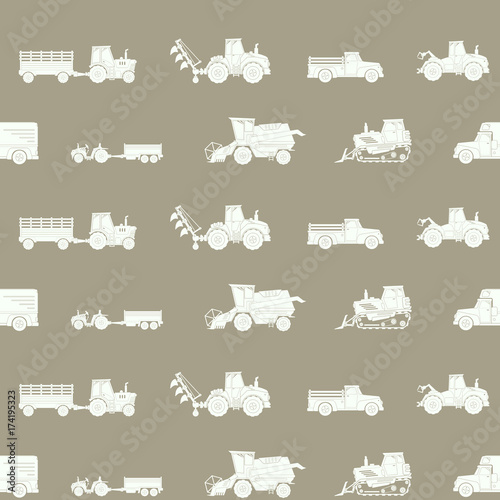 Seamless pattern with agricultural machinery for your design