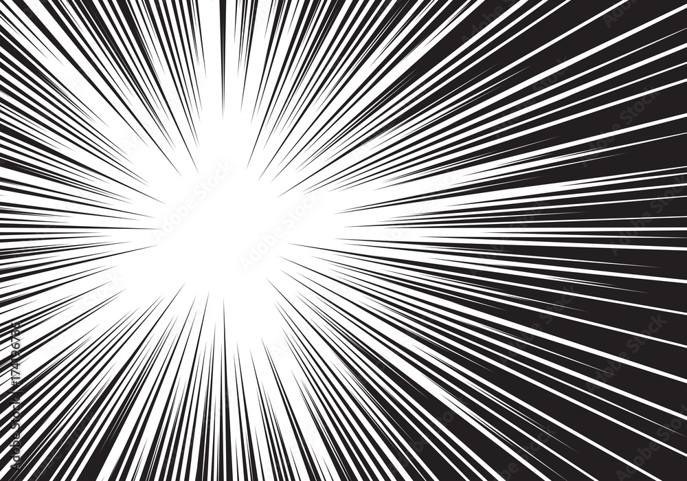 Abstract radial speed zoom side black line on white for comic background vector illustration. Abstract radial speed zoom side black line on white for comic background vector illustration.