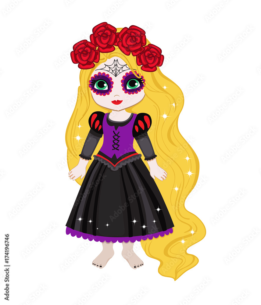 Illustration of beautiful halloween princess. Illustration of beautiful halloween princess.
