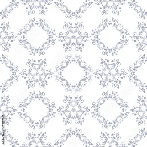 Beautiful floral gray seamless pattern