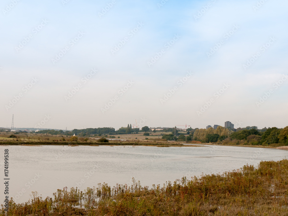 river stream scene autumn empty coast outside water sea