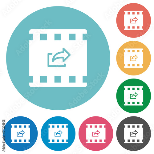 Export movie flat round icons