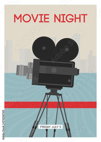Modern poster or flyer template for movie night, premiere or cinema festival ...