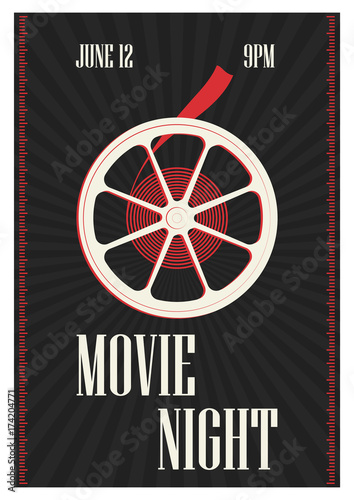 Poster or flyer template for motion picture premiere, cinema festival or prof...