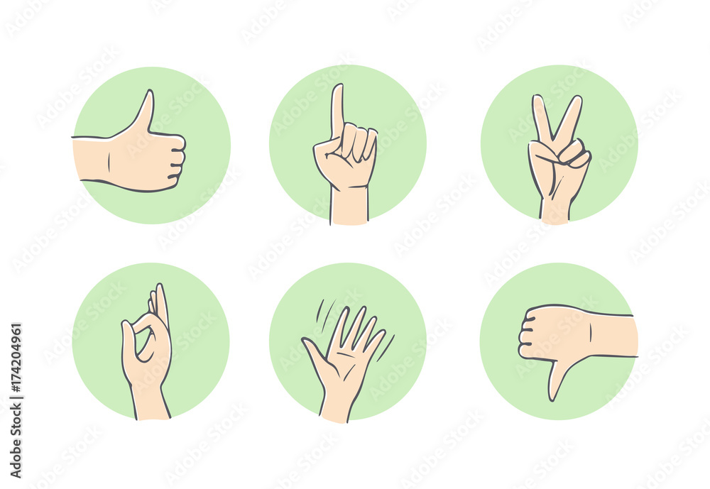 Vector set signs and symbols of the fingers drawing hand Vector set signs and symbols of the fingers drawing hand