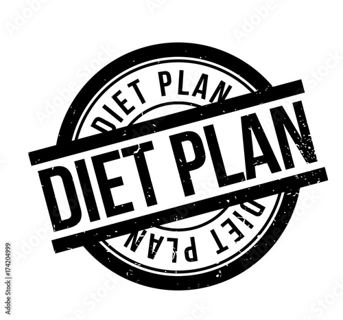 Diet Plan rubber stamp. Grunge design with dust scratches. Effects can be easily removed for a clean, crisp look. Color is easily changed.