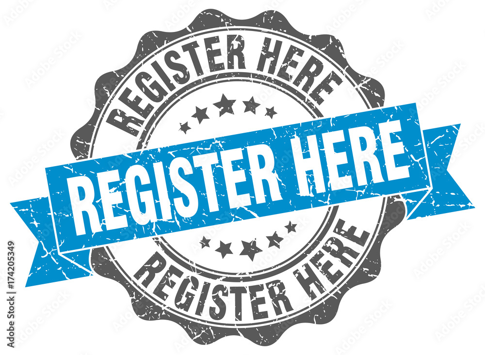 Fototapeta premium register here stamp. sign. seal