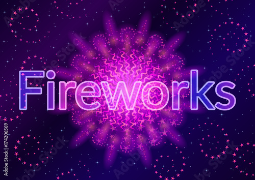 Holiday Background with Bright Lilac Firework on Black, Color Element for Web Design. Eps10, Contains Transparencies. Vector