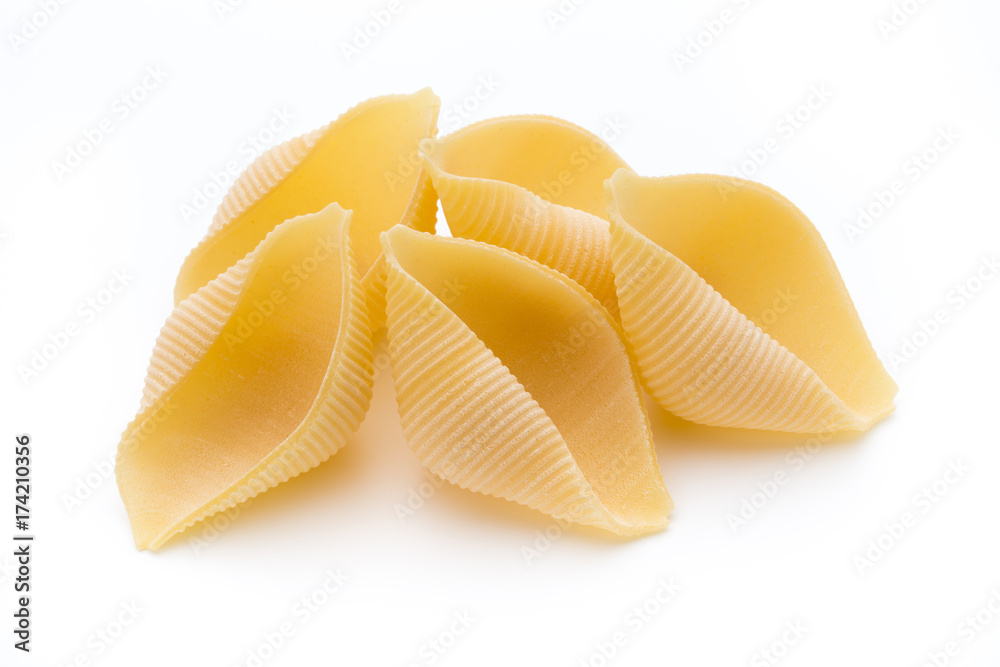 Italian lumaconi isolated on white background. Italian lumaconi isolated on white background.