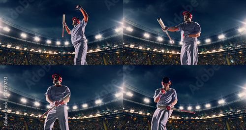 Canvas Print Baseball male player is happy