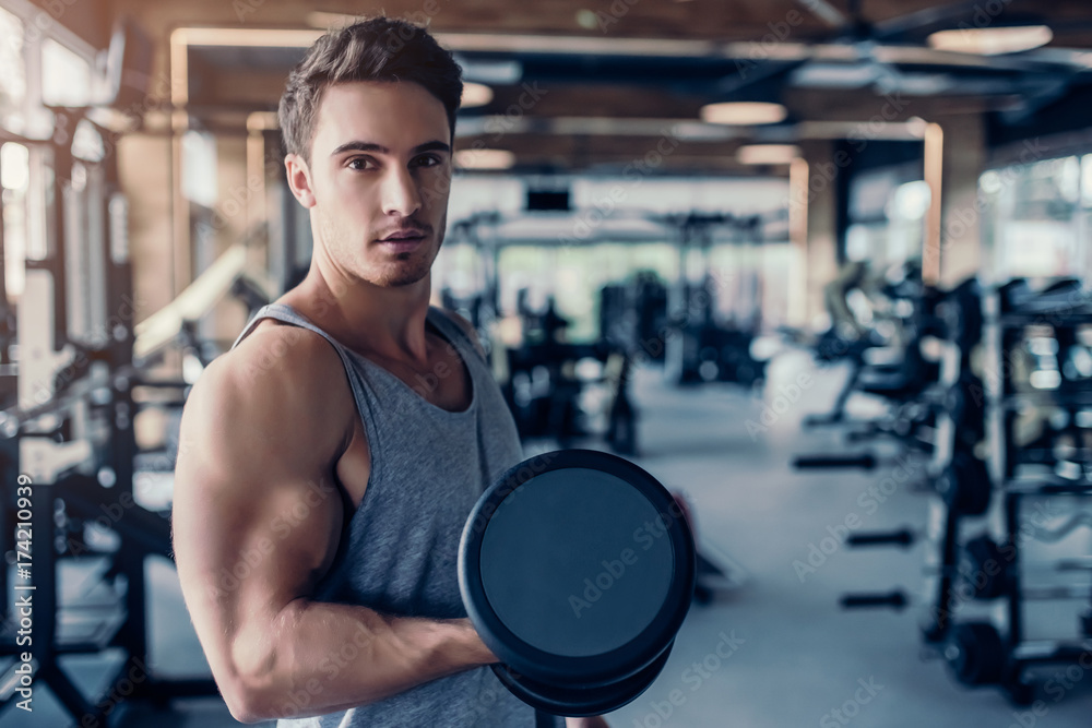Fototapeta premium Sports man in gym