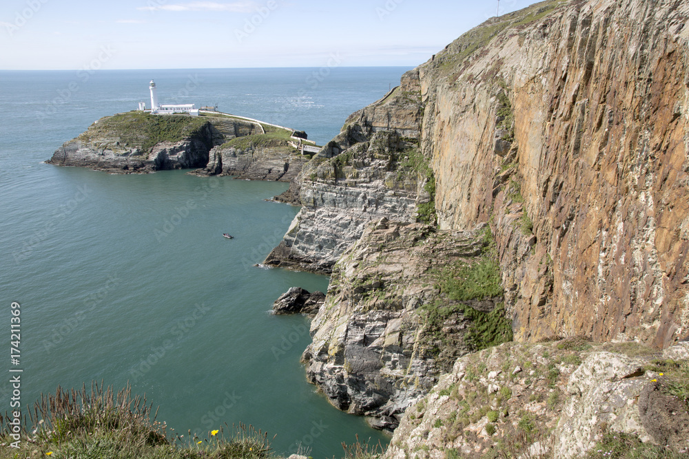 Cliffs and Lighthouse at South Stack, Holy Island; Anglesey