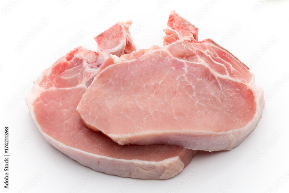 Fresh raw beef steak isolated on white background, top view. Fresh raw beef steak isolated on white background, top view.