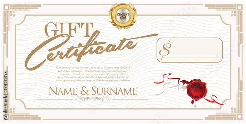 Gift certificate retro design template vector illustration