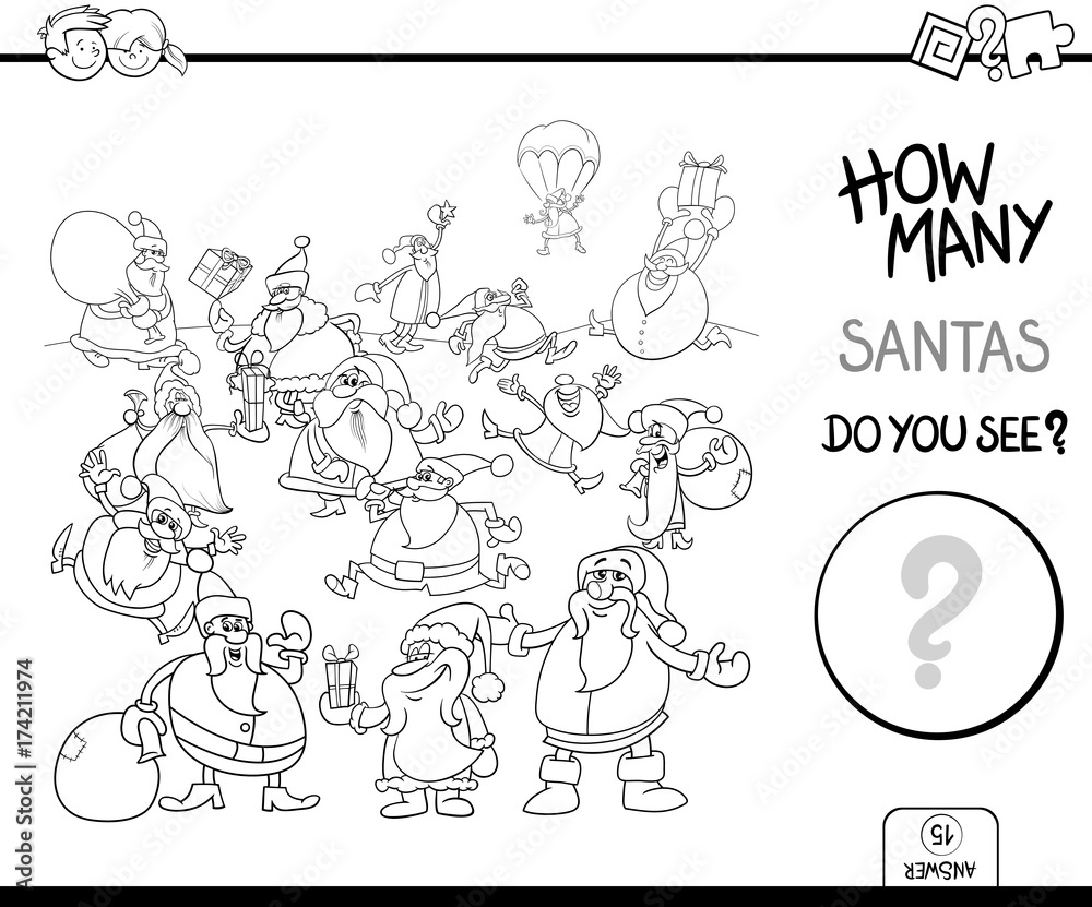 Fototapeta premium how many santas game coloring book