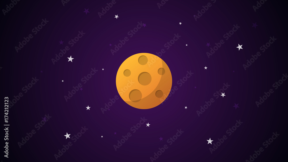 Cartoon planet with craters. Vector eps 10