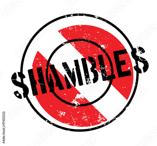 Shambles rubber stamp. Grunge design with dust scratches. Effects can be easily removed for a clean, crisp look. Color is easily changed.