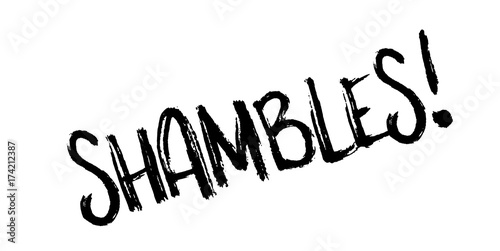 Shambles rubber stamp. Grunge design with dust scratches. Effects can be easily removed for a clean, crisp look. Color is easily changed.