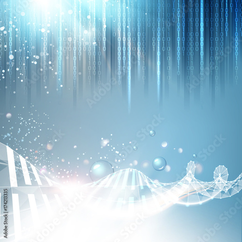 Science template for your card, wallpaper or banner with a DNA molecules of poligons. Vector illustration.