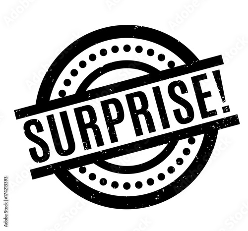Surprise rubber stamp. Grunge design with dust scratches. Effects can be easily removed for a clean, crisp look. Color is easily changed.