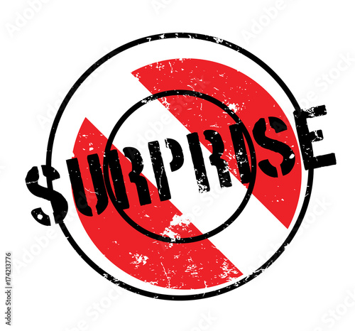 Surprise rubber stamp. Grunge design with dust scratches. Effects can be easily removed for a clean, crisp look. Color is easily changed.