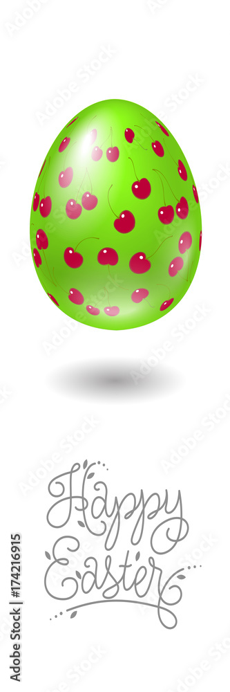 Happy Easter illustration. Happy Easter illustration. Easter egg with cherries pattern. Happy Easter illustration. Happy Easter illustration. Easter egg with cherries pattern.