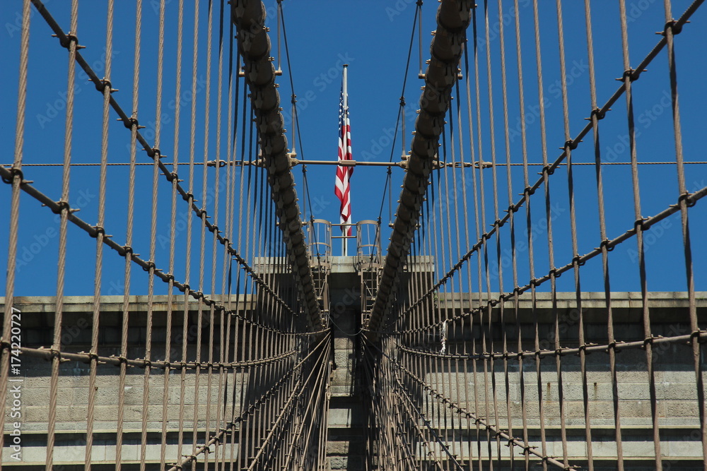 Obraz premium Brooklyn bridge flag