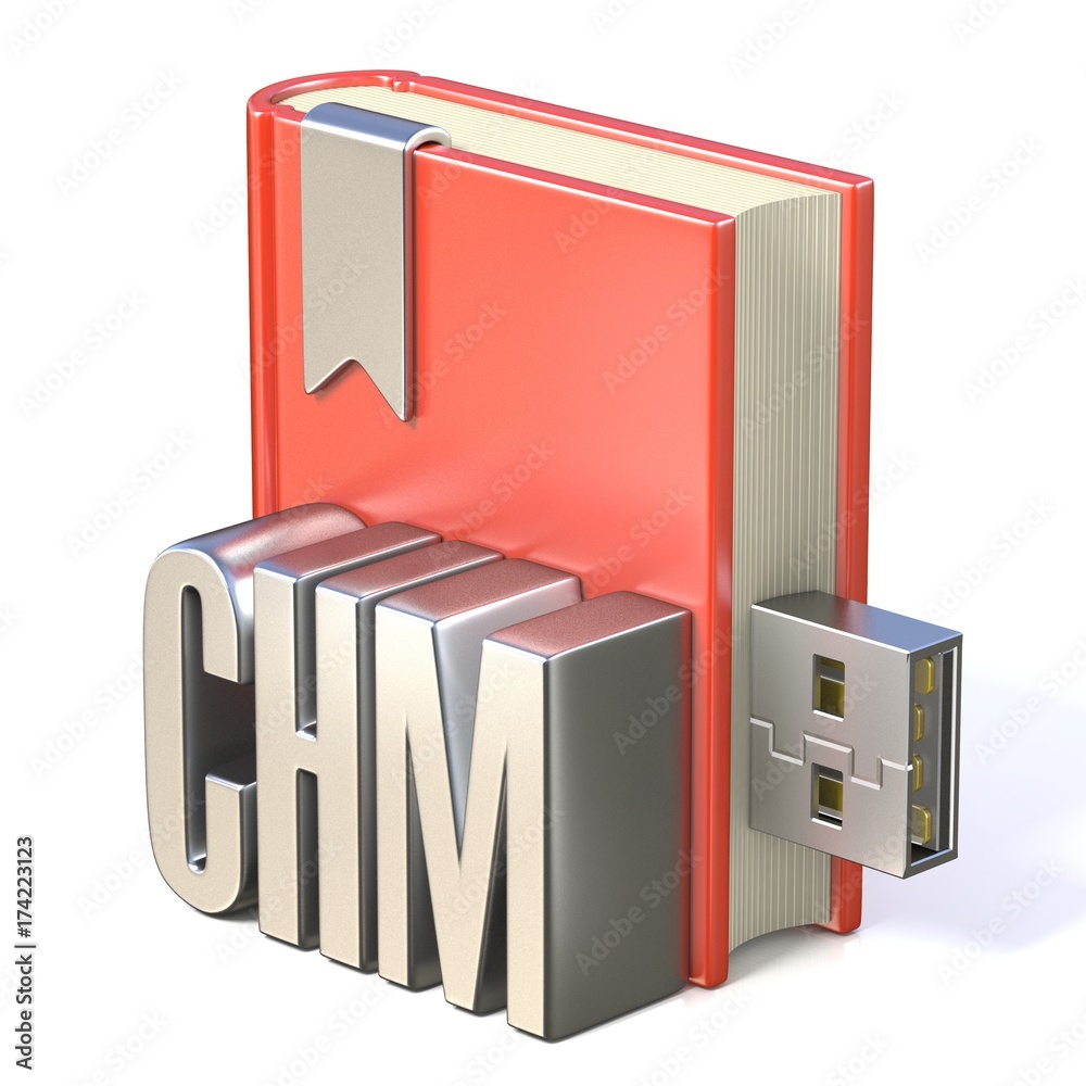 eBook icon metal CHM red book USB 3D eBook icon metal CHM red book USB 3D