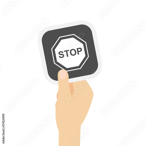 Hand hält graue Karte - STOP