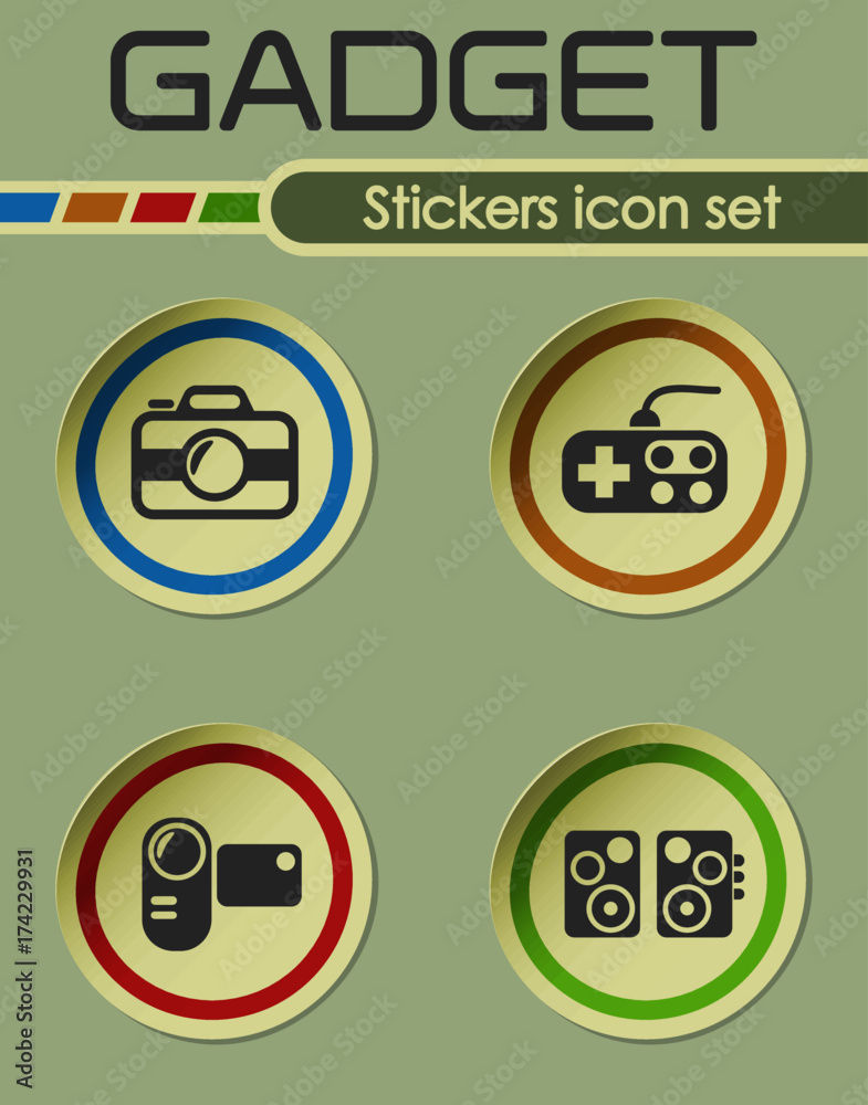 gadget stickers icon set