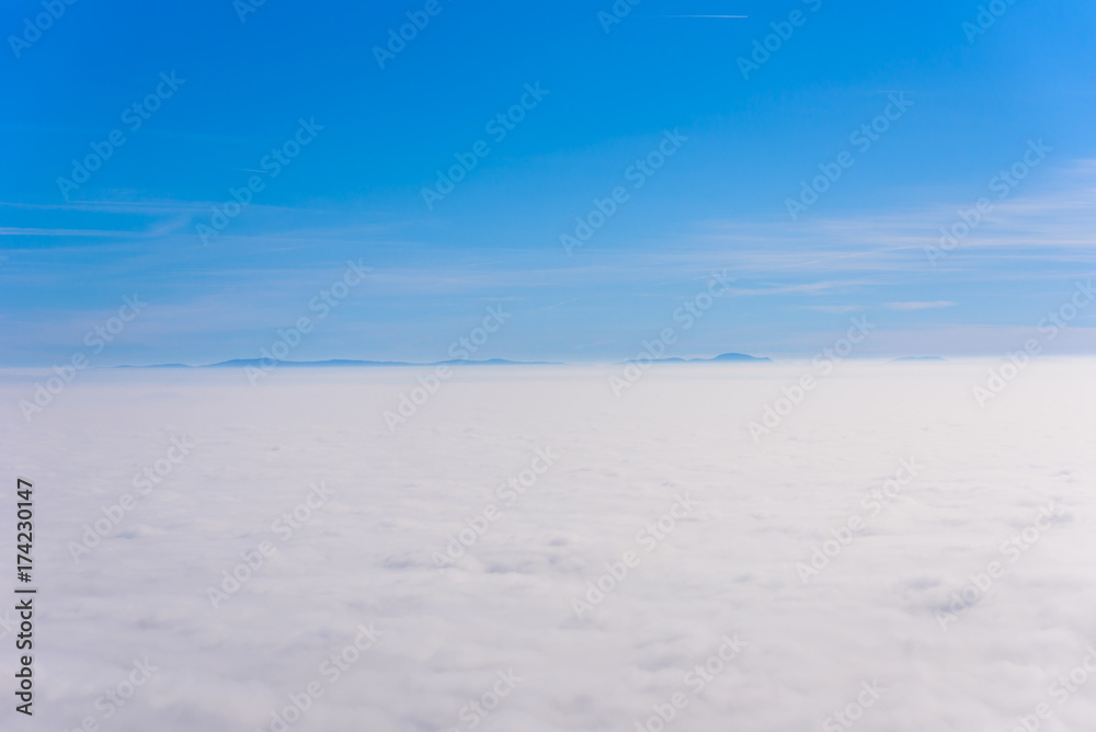 Landscape of beautiful black forest, Germany. Silhouette of hills close to Alsace, France.