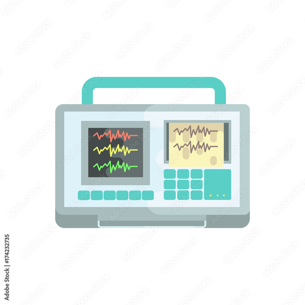 Ecg machine, medical equipment vector Illustration