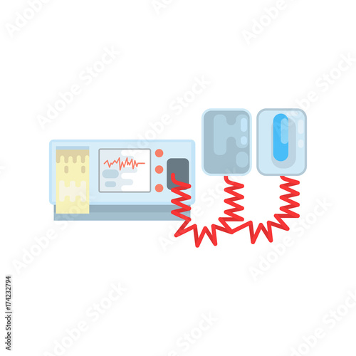 Automated external defibrillator, AED medical equipment vector Illustration