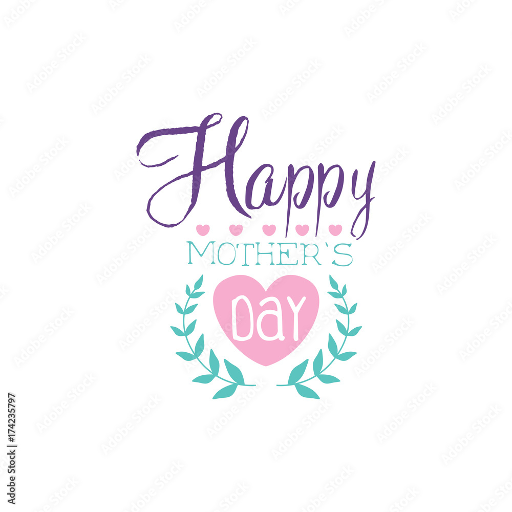 Happy Mothers Day logo template colorful hand drawn vector Illustration