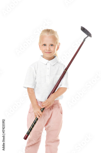 Little girl with golf drive...