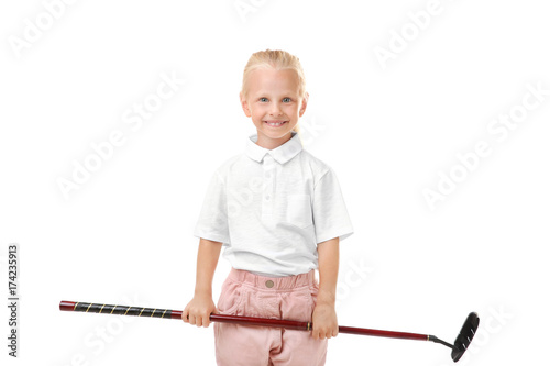 Little girl with golf drive...