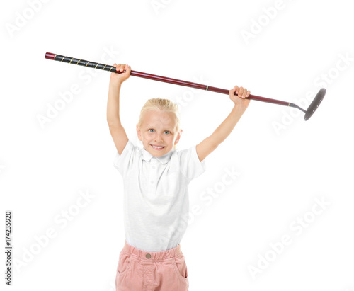 Little girl with golf drive...