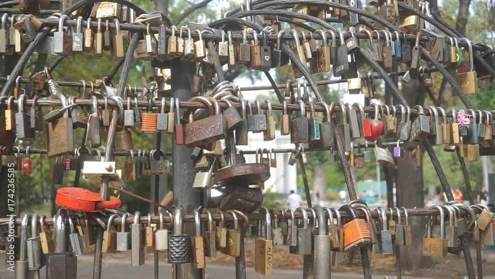 Love locks in central city park Love locks in central city park