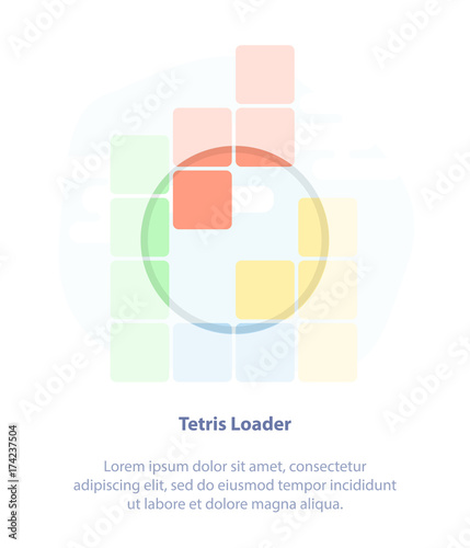 Tetris pieces Loader. Flat light infographic vector design, Loading or Download Bar for ui and ux design, for mobile app on white background