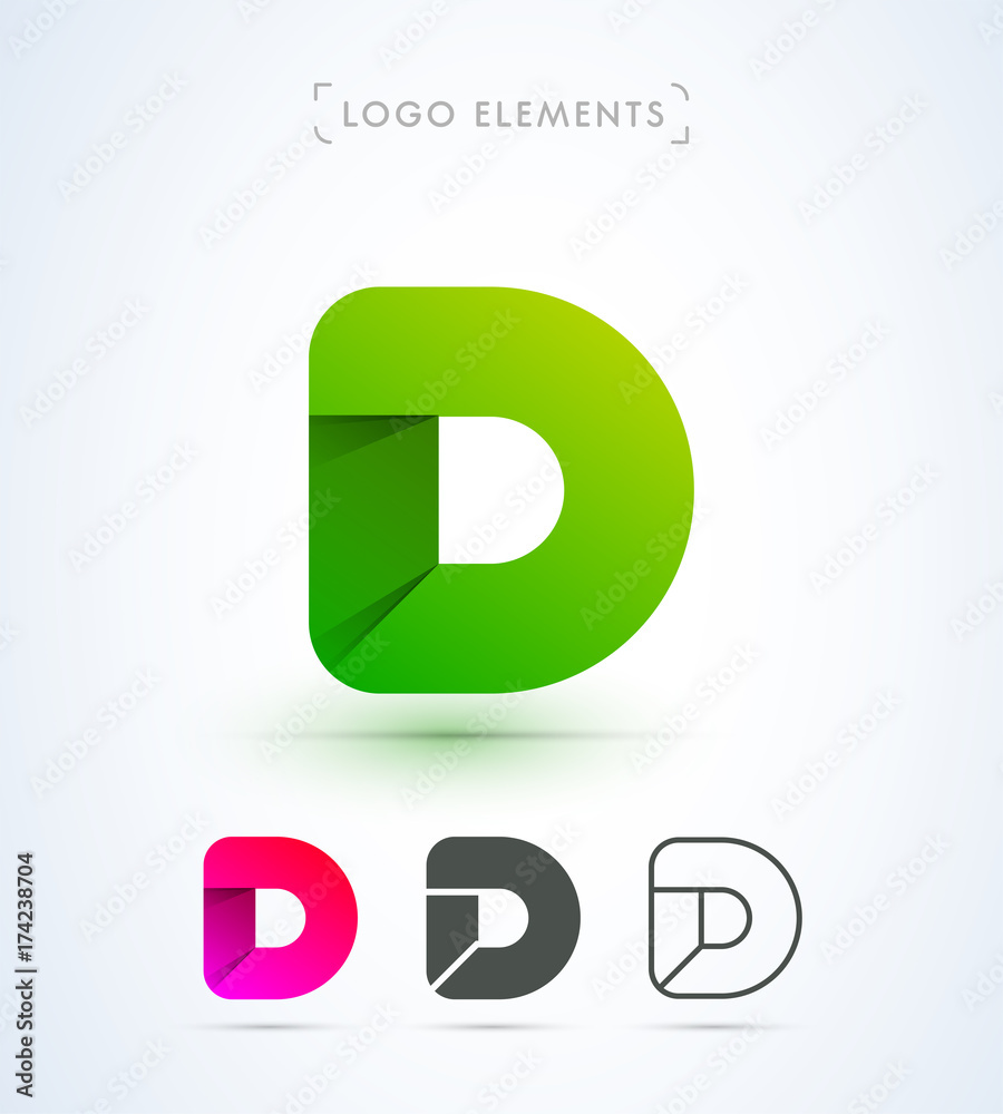 D letter vector logo. Material design, flat, line art style D letter vector logo. Material design, flat, line art style