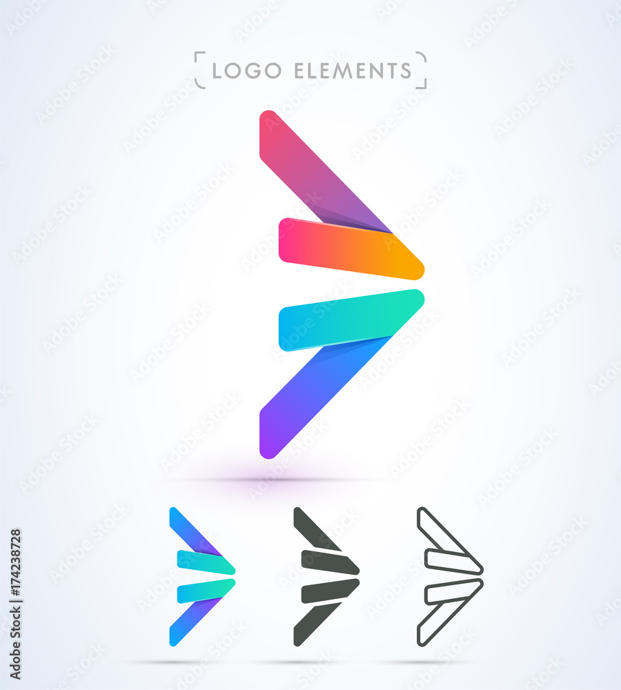 Arrow logo template. Material design, flat, line art style Arrow logo template. Material design, flat, line art style